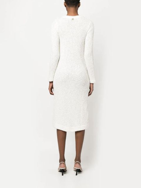 TWINSET bouclé V-neck cardi-dress - White