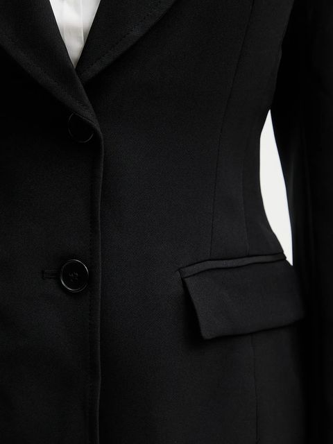 Answear.LAB marynarka kolor czarny jednorzędowa gładka