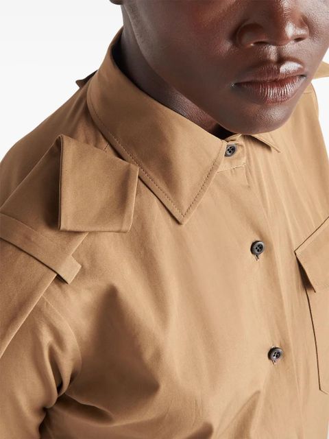 Prada triangle-logo cotton shirtdress - Neutrals - zdjęcie produktu nr 2