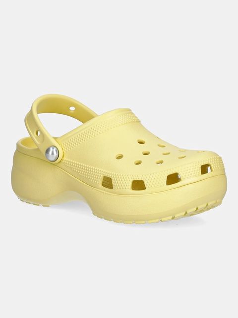 Crocs klapki Classic Platform Pearl Clog damskie kolor żółty na platformie 211231 - zdjęcie produktu nr 1
