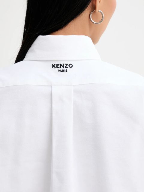 Kenzo koszula bawełniana damska kolor biały regular z kołnierzykiem klasycznym FF52CH2649LO.01