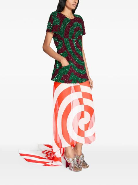 DRIES VAN NOTEN sequinned top - Red