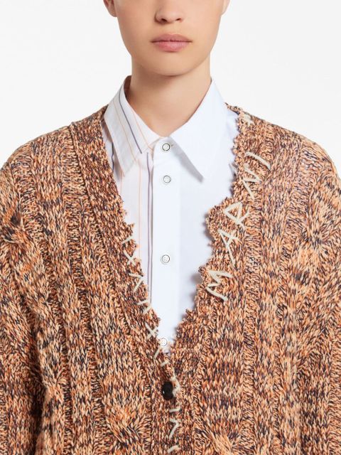 Marni decorative-stitch chunky cable-knit cardigan - Orange