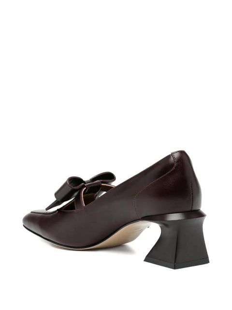 SHUSHU/TONG bow buckle leather pumps - Brown