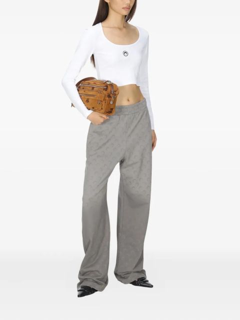 Marine Serre logo-embroidered round-neck top - White