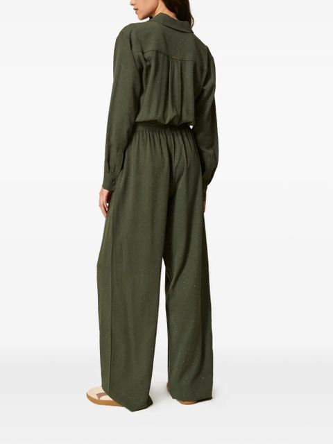 TWINSET stud-embellished twill jumpsuit - Green