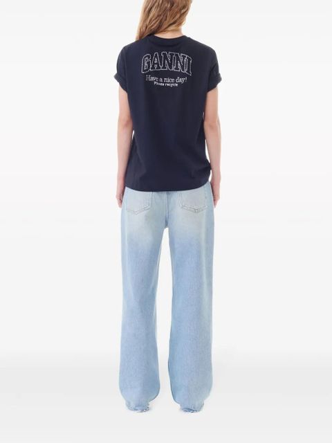GANNI logo-embellished cotton T-shirt - Blue