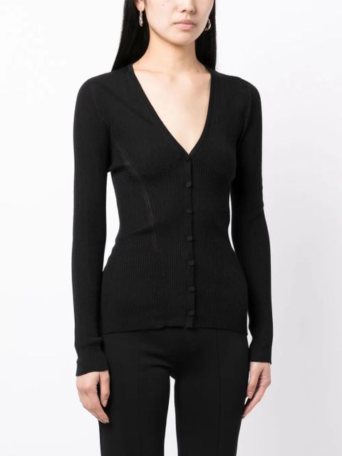 Lanvin ribbed V-neck cardigan - Black - zdjęcie produktu nr 2