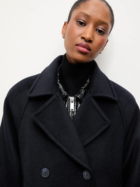 Answear.LAB płaszcz wełniany kolor granatowy