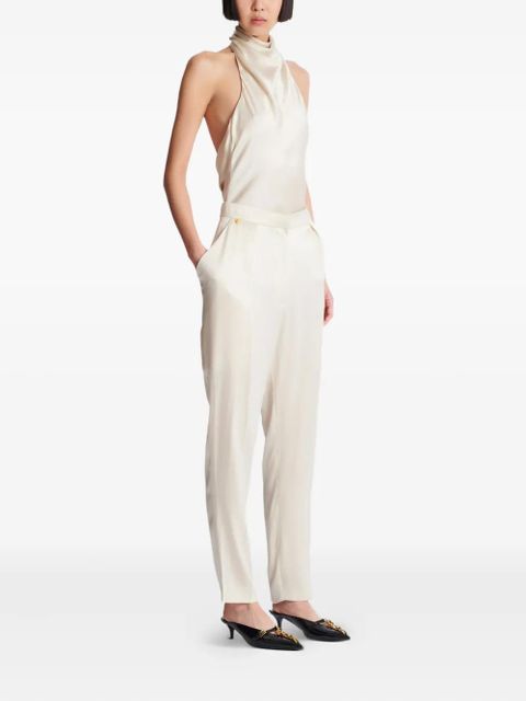 Balmain high-waisted silk trousers - Neutrals