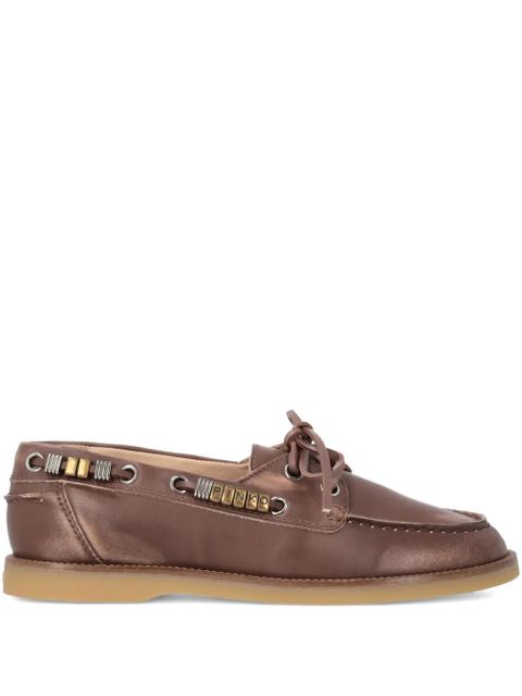 PINKO logo-lettering lace-up loafers - Brown - zdjęcie produktu nr 1