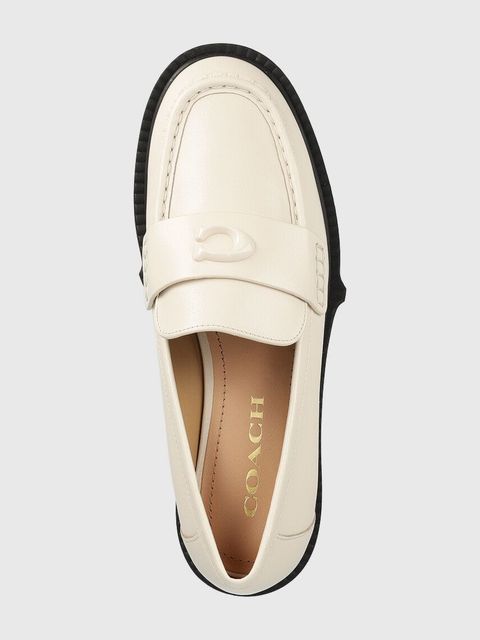 Coach mokasyny skórzane Leah Loafer damskie kolor beżowy na platformie CB990