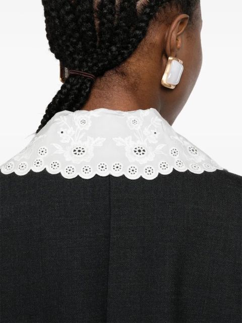 Self-Portrait embroidered-collar jacket - Grey