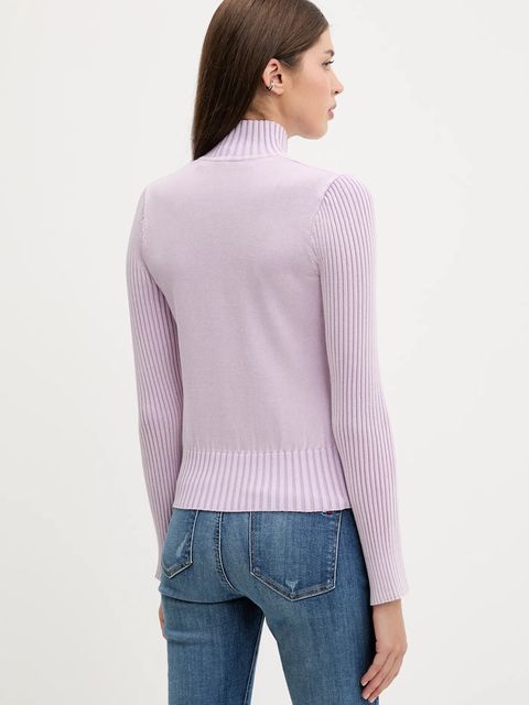 Karl Lagerfeld Jeans kardigan bawełniany damski kolor fioletowy lekki A3W18010