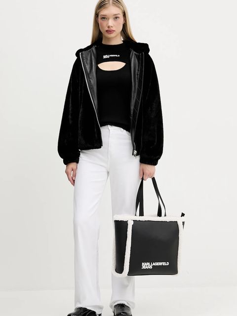 Karl Lagerfeld Jeans sweter damski kolor czarny lekki z półgolfem A4W18013 - zdjęcie produktu nr 2