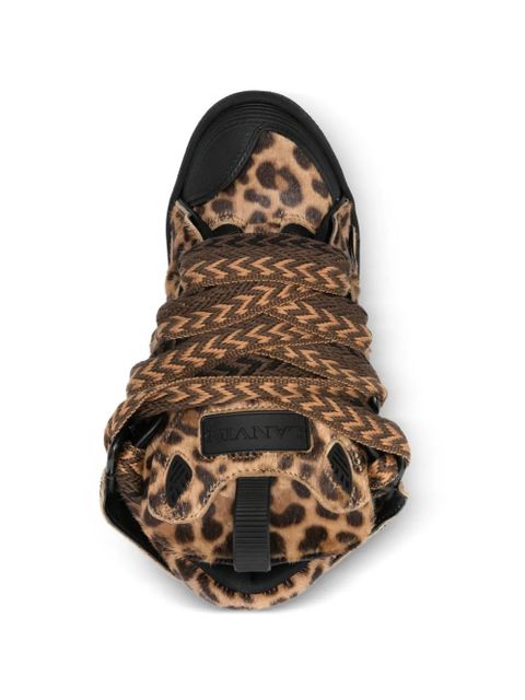 Lanvin Curb animal-print lace-up sneakers - Neutrals