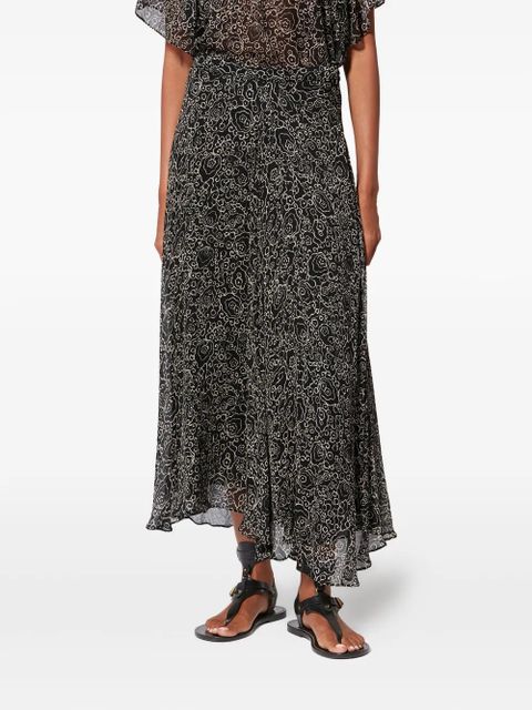 MARANT ÉTOILE Lycia floral-print midi skirt - Black