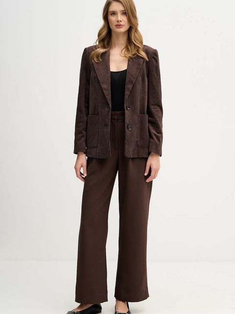 Sisley marynarka sztruksowa kolor brązowy jednorzędowa gładka 29L0LW03J - zdjęcie produktu nr 2