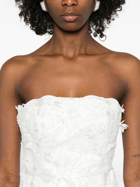 Maje floral-appliqué mini dress - White