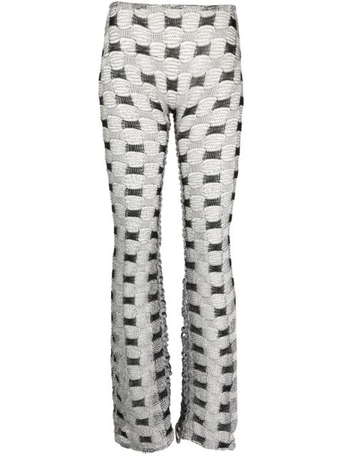 Isa Boulder check-pattern knit trousers - White