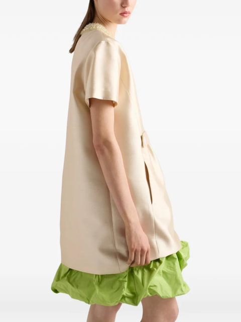 Prada embroidered double shantung dress - Neutrals