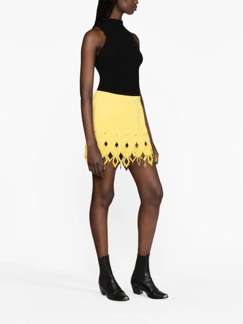 Rabanne embellished cut-out crepe miniskirt - Yellow - zdjęcie produktu nr 2