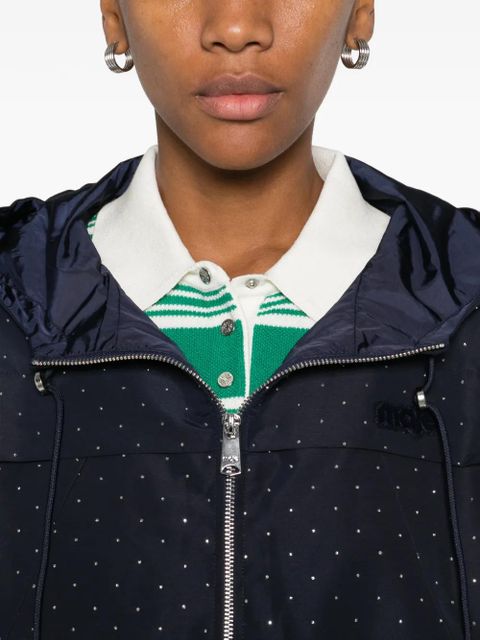 Maje rhinestone-embellished hooded jacket - Blue