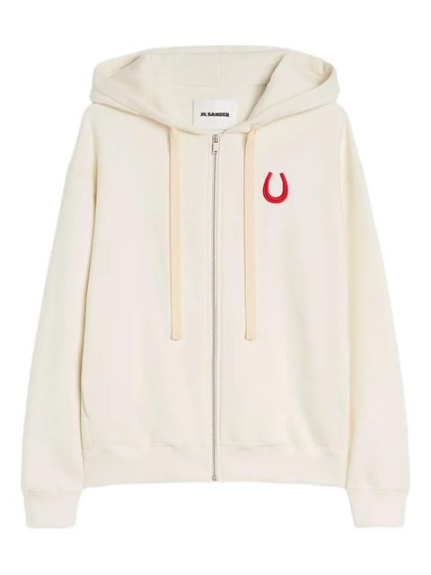 Jil Sander embroidered zip-up hoodie - Neutrals - zdjęcie produktu nr 1
