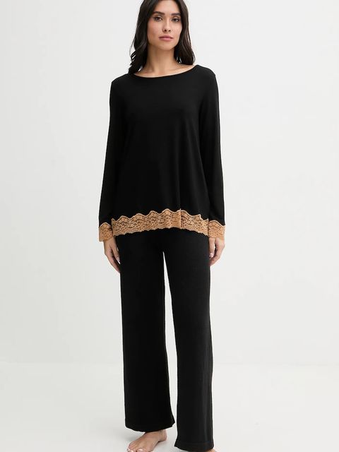 United Colors of Benetton longsleeve piżamowy kolor czarny 3Z123M07X - zdjęcie produktu nr 2