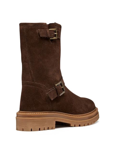 Geox botki skórzane D IRIDEA damskie kolor brązowy na płaskim obcasie D56HRD 00022 C6006