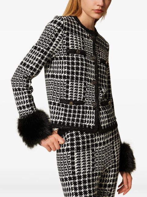 TWINSET checked faux fur-trim jacket - Black