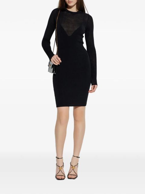 Versace Medusa-detail long-sleeve mini dress - Black
