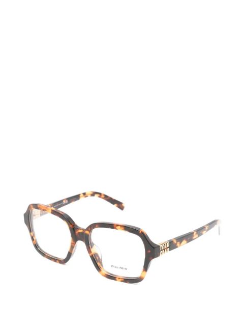 Miu Miu Eyewear tortoiseshell-effect logo-plaque glasses - Brown - zdjęcie produktu nr 2