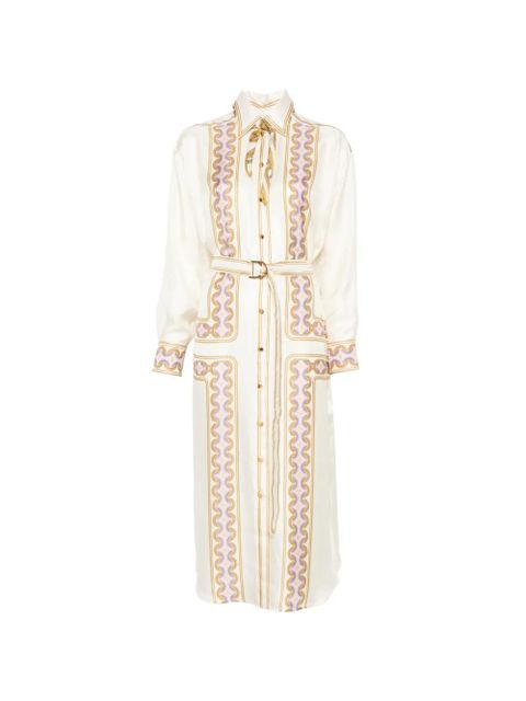 ZIMMERMANN geometric-print belted shirt dress - Neutrals - zdjęcie produktu nr 1