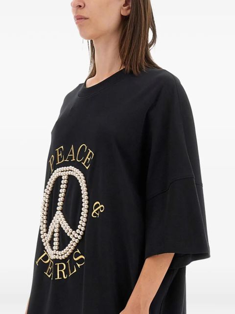 Moschino Peace & Pearls interlock cotton dress - Black