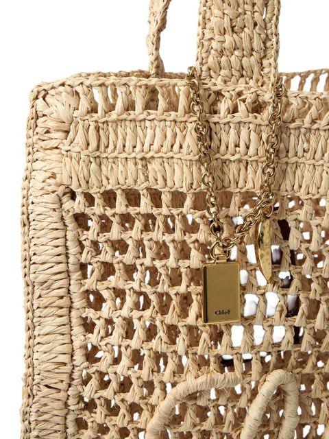 Chloé Summer Banana logo-detail raffia tote bag - Neutrals