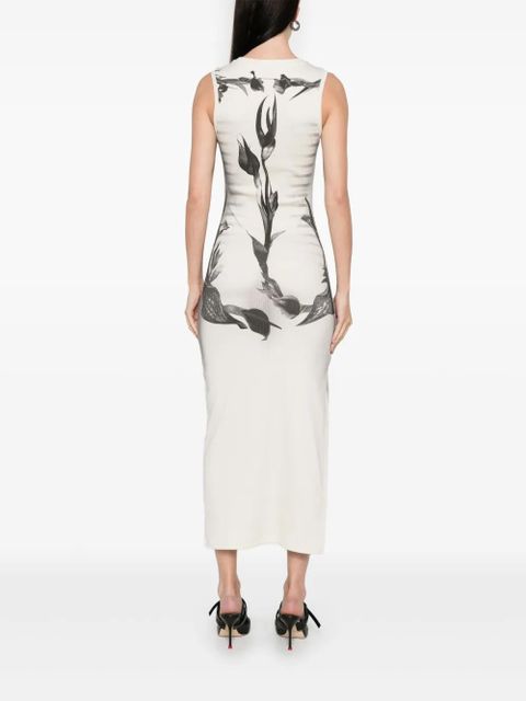 Jean Paul Gaultier floral-print midi dress - White