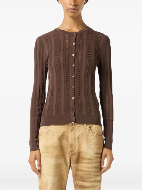 Blumarine buttoned opernwork-knit cardigan - Brown