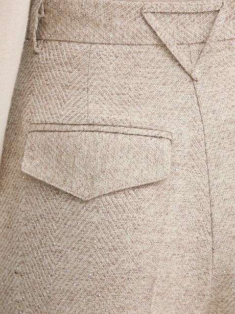 Simona Corsellini spodnie damskie kolor beżowy proste high waist A25CPPA01302