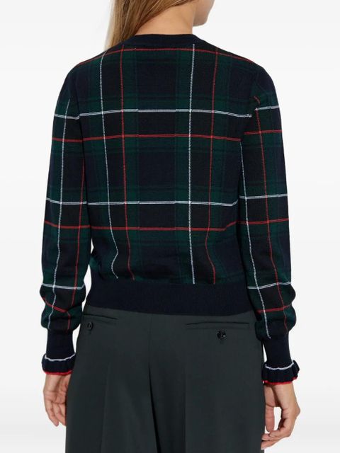 Alexander McQueen plaid ruffled-cuff cardigan - Green