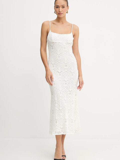 Bardot sukienka bawełniana kolor biały maxi rozkloszowana 59990DB - zdjęcie produktu nr 1