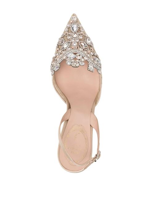 René Caovilla 50mm Veneziana crystal slingback pumps - Neutrals