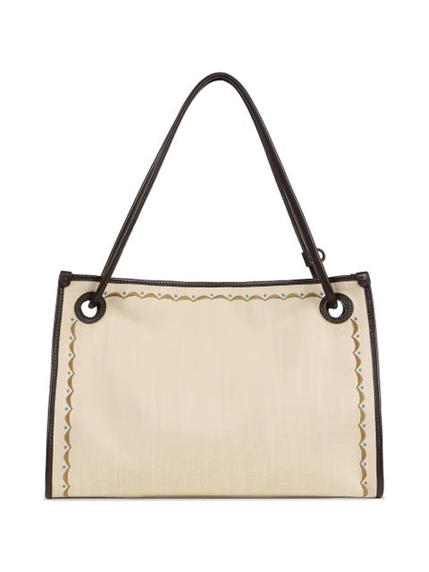 ETRO Eyes floral-embroidered leather-trimmed tote bag - Neutrals - zdjęcie produktu nr 2