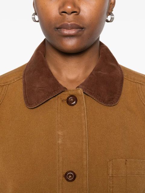 DÔEN Pascual contrast-collar patch-pocket jacket - Brown
