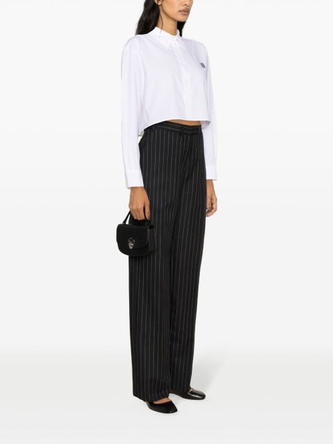 SANDRO monogram-embroidered cotton shirt - White