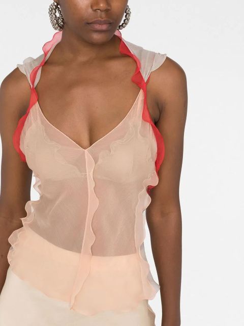 FENDI draped sheer tank top - Pink
