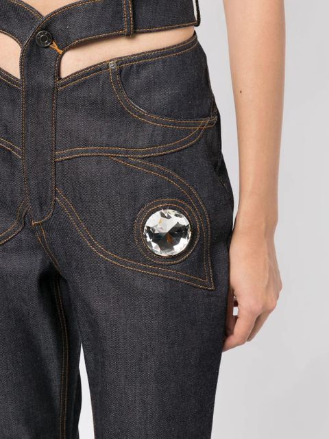 AREA Butterfly cut-out flared jeans - Blue