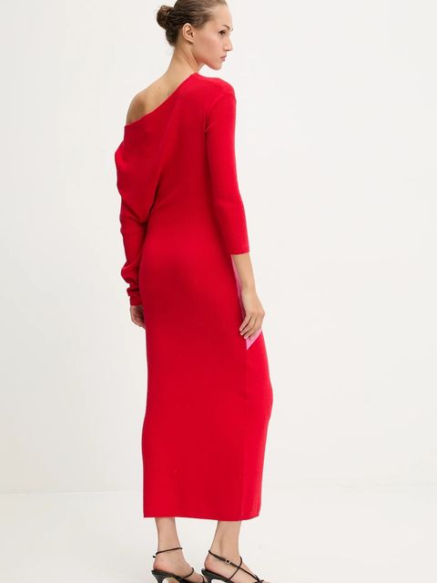 Never Fully Dressed sukienka kolor czerwony maxi dopasowana NFDKN737