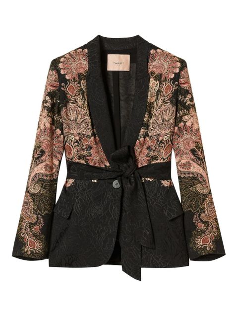 TWINSET paisley-print belted blazer - Black - zdjęcie produktu nr 1