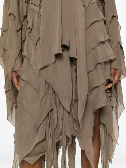 Blumarine ruffled pussy-bow dress - Brown